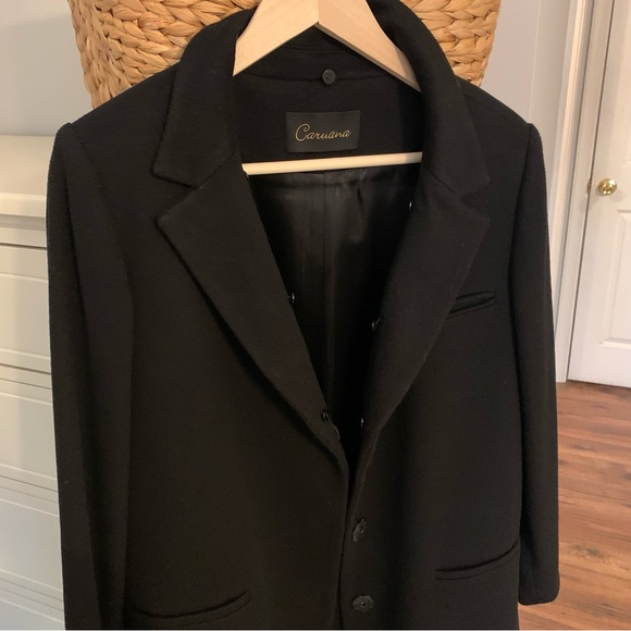 Caruana Wool Coat with Fox Fur Collar, Fabric by Loro Piana Mid Length Size 12 - Picture 15 of 15